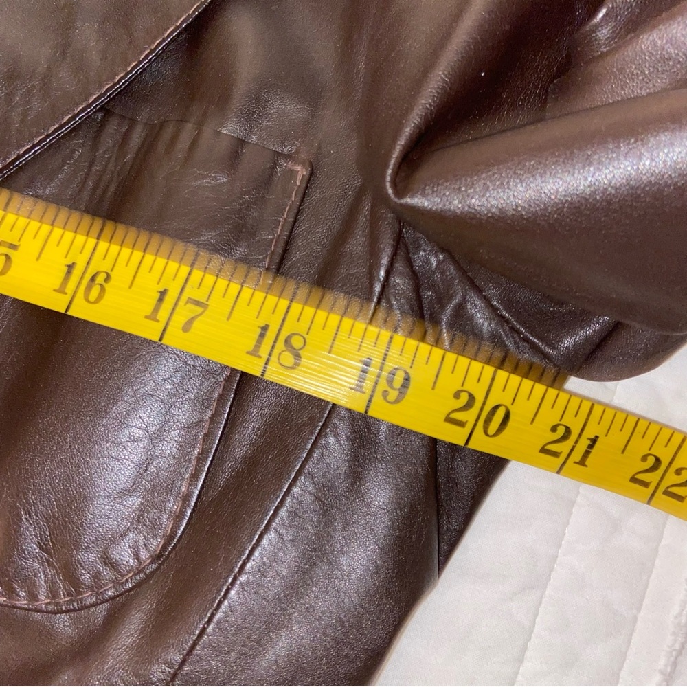 Vintage Brown Leather Blazer Jacket Made in Uruguay edgy rock classic old money - Picture 9 of 10